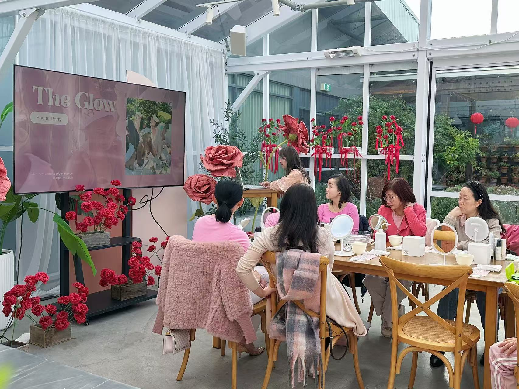 Pink mask facial party at Rombe Rooftop Petit House