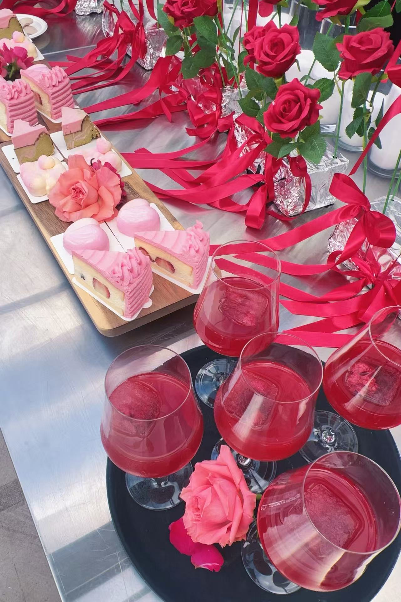 Facial party with mirrors set across tables